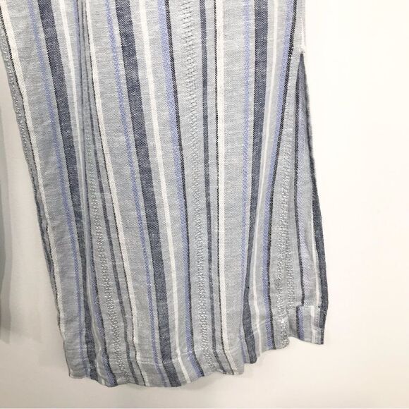 Indigo Rein Blue Striped Coastal Beach Flowy Capri Pants - Picture 4 of 10